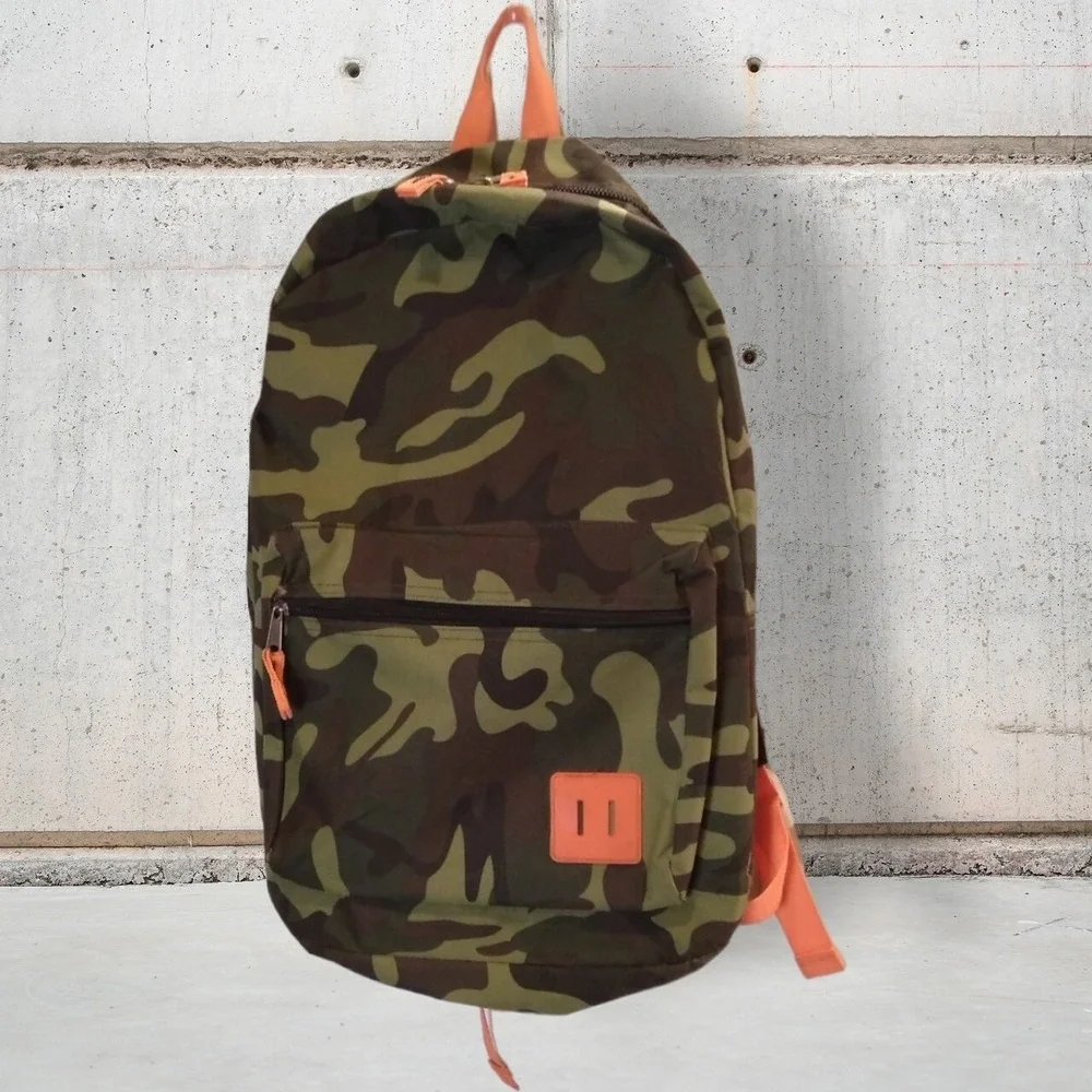 Camouflage Orange Trim Backpack/ Laptop Bag Unisex Medium Bag RN#‎ 93551